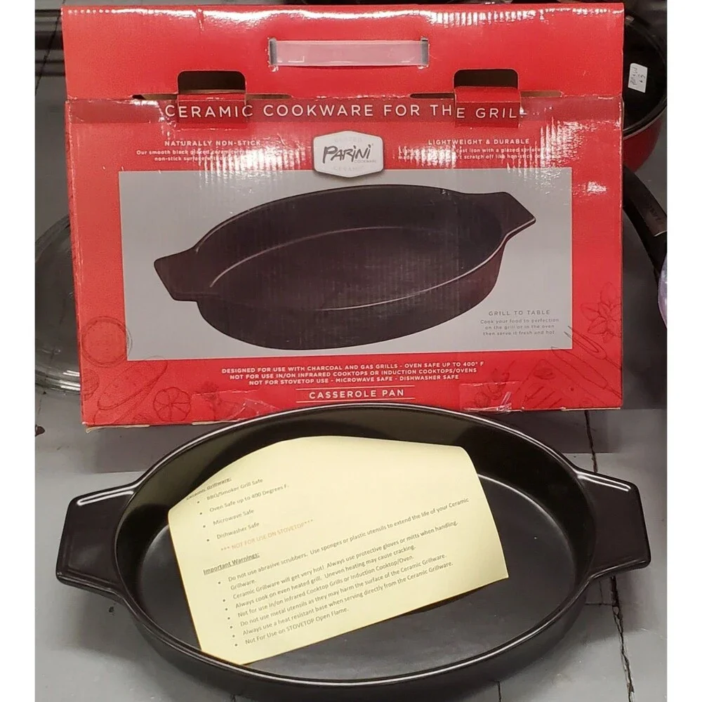 Open Box Parini Ceramic Cookware for the Grill Casserole Pan 14.8